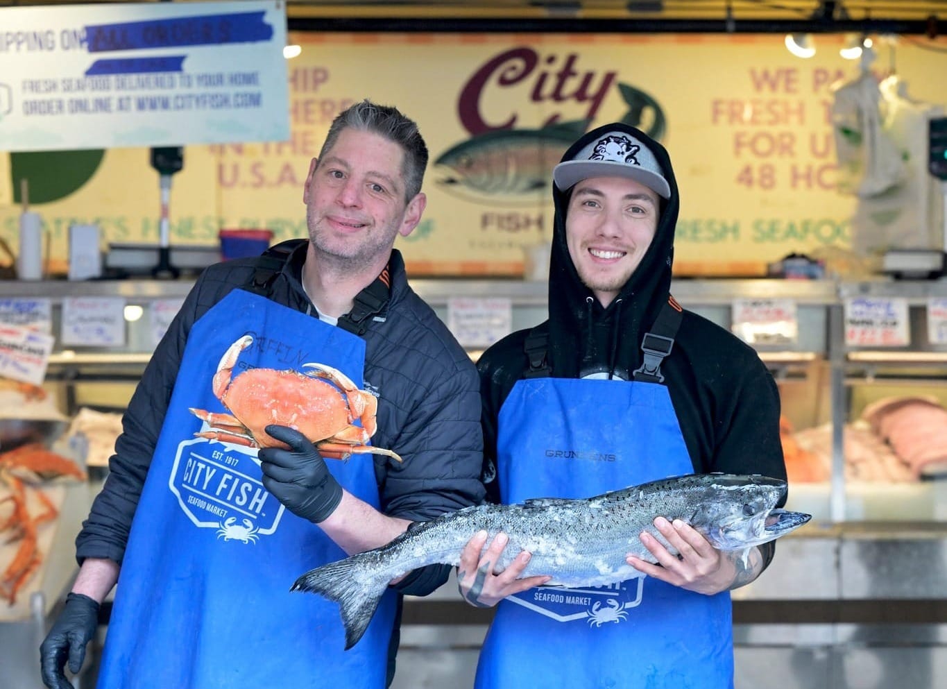 Local seafood merchants offer fresh seafood to the community.
